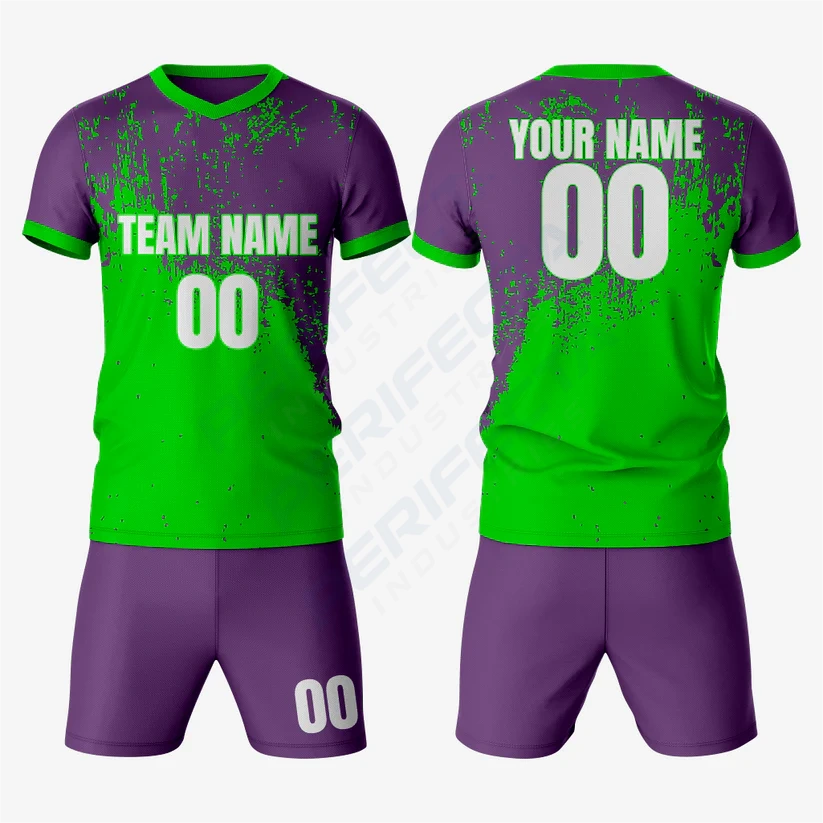 Sleek Kelly Green & Purple Soccer Uniforms for Champions - Image 2