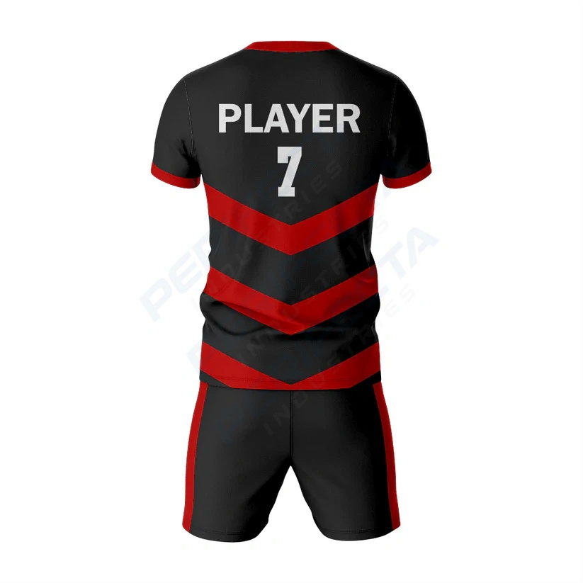 Custom Flag Football Uniform Set in Black/Red - Image 2