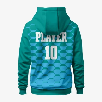 Alternative view of Custom Wrestling Hoodie in Bondi Blue – Athletic Fit