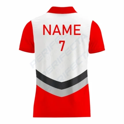 Alternative view of Basketball Polo Shirt in Red and White RSBPS-006