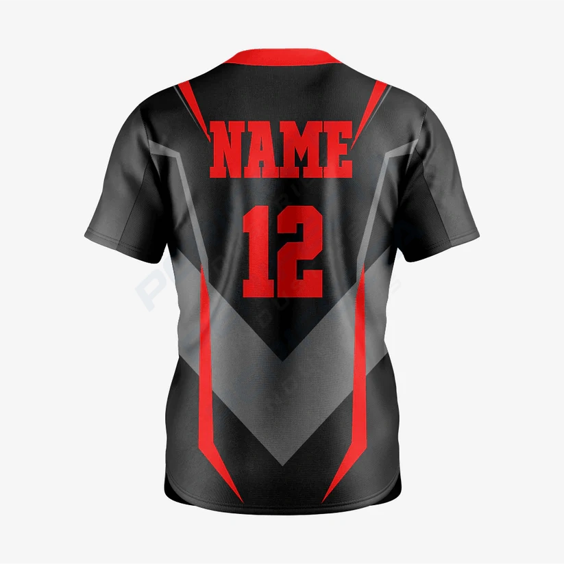 Custom Red/Black Softball 2-Button Jersey for Men/Women - Image 2