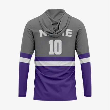 Alternative view of Personalized Softball T-Shirt Hoodie in Grey/Indigo for Men/Women
