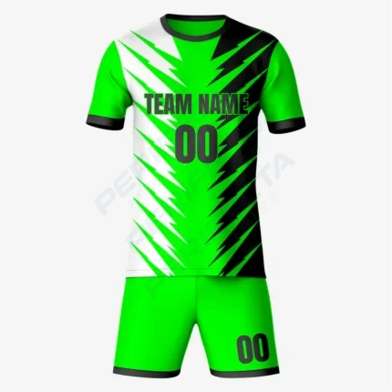Top-Quality Electric Green and Black Soccer Uniform