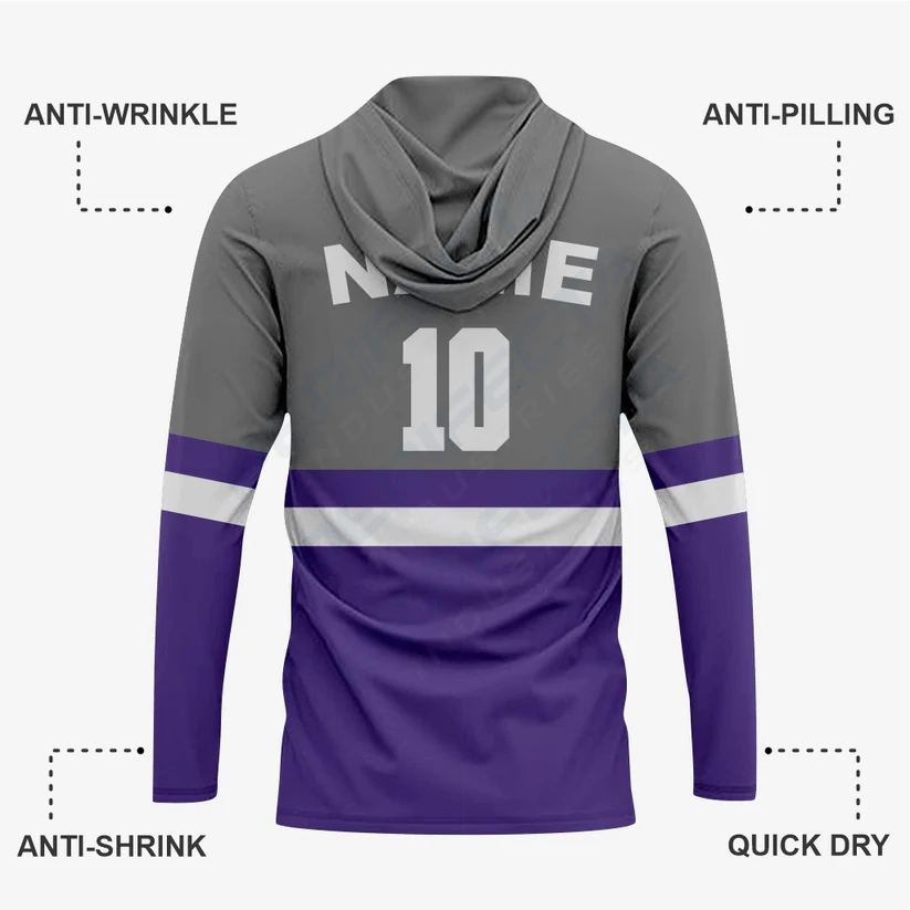 Personalized Softball T-Shirt Hoodie in Grey/Indigo for Men/Women - Image 3