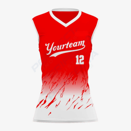 Custom Softball Sleeveless V Neck Jersey – Red
