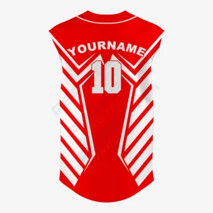 Alternative view of Personalized Red Sleeveless Full Button Softball Jersey – Pro Fit