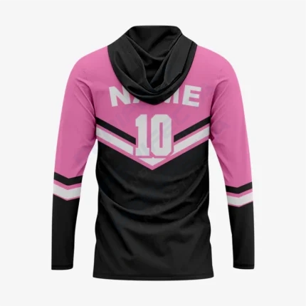 Alternative view of Custom Softball T-Shirt Hoodie in Pink/Black for Men/Women