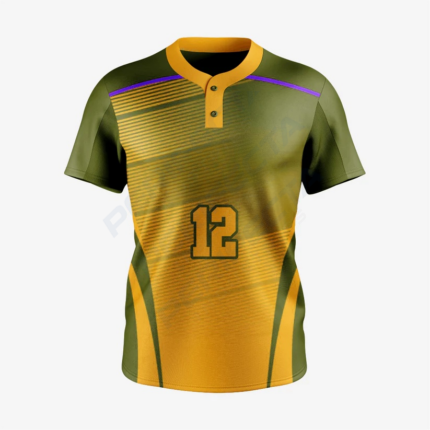 Custom Softball 2 Button Jersey/Pant in Army Green/Gold