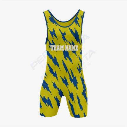 Custom Wrestling Gear – Yellow/Blue Singlet for Champions