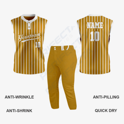 Custom Bronze Sleeveless 2 Button Softball Jersey – Perfect for Men/Women - Image 3