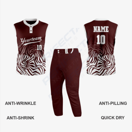 Custom 2-Button Sleeveless Softball Jersey – Dark Brown for Men/Women - Image 3