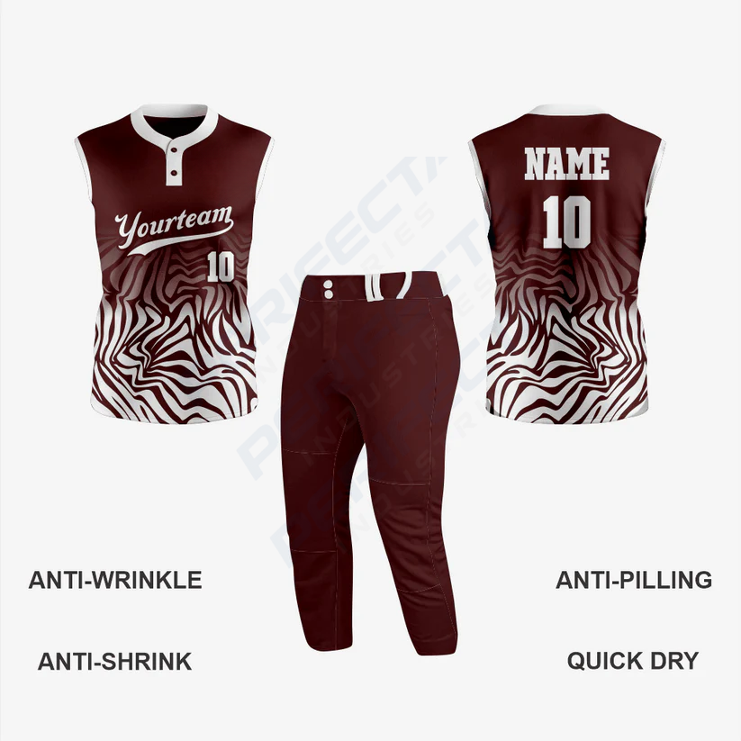 Custom 2-Button Sleeveless Softball Jersey – Dark Brown for Men/Women - Image 3