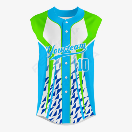 Custom Turquoise/Green Sleeveless Full Button Softball Jersey – Pro Fit