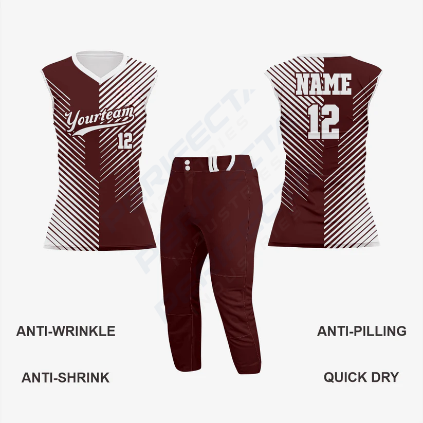 Dark Brown Custom Softball Sleeveless V Neck Uniform/Kit - Image 3
