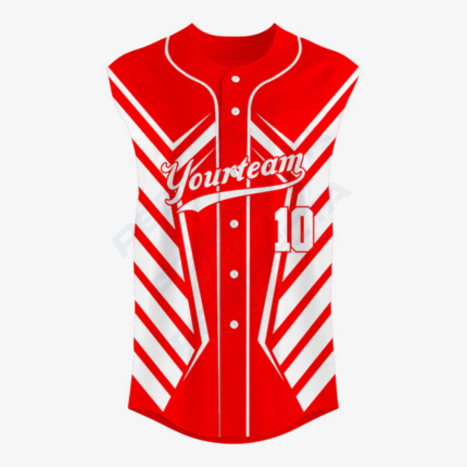 Personalized Red Sleeveless Full Button Softball Jersey – Pro Fit