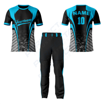 Premium Black and Ball Blue Baseball Crew Neck Jersey - Image 3