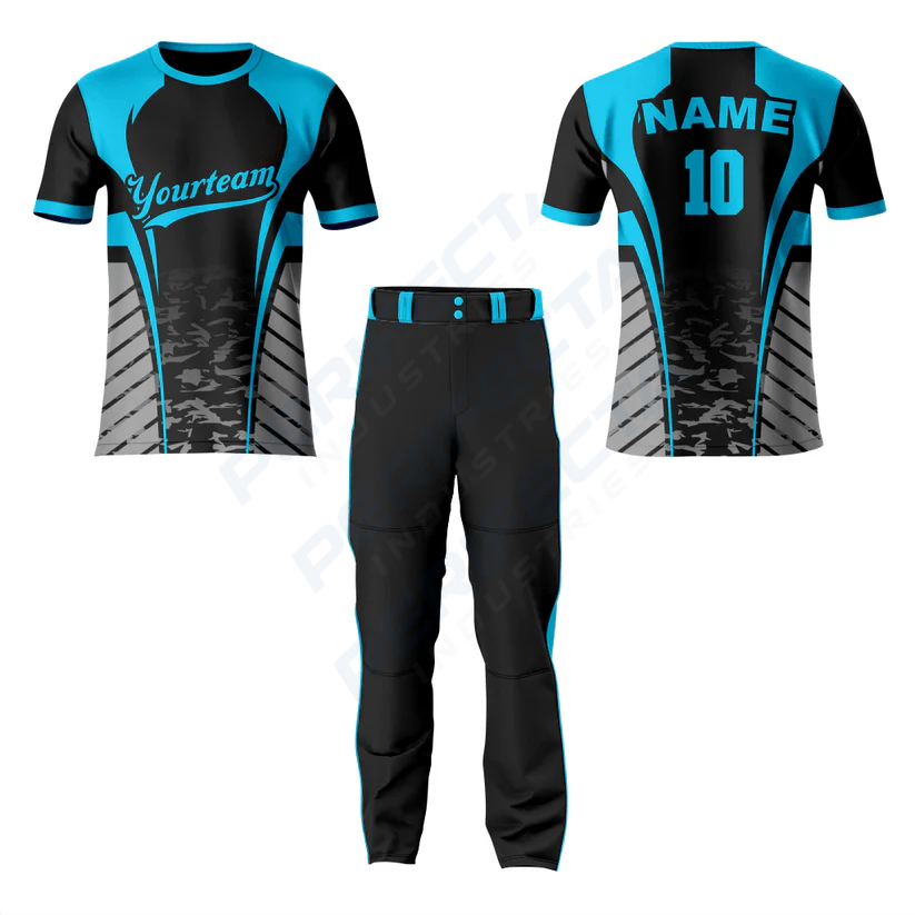 Premium Black and Ball Blue Baseball Crew Neck Jersey - Image 3
