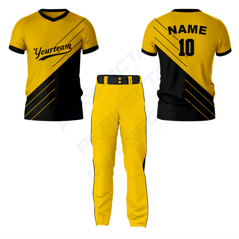 Personalized Gold and Black Baseball V Neck Jersey - Image 3