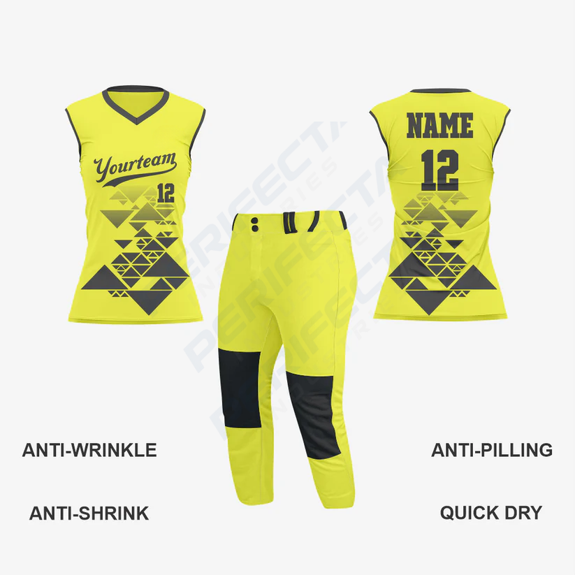 Yellow Women’s Sleeveless V Neck Softball Jersey - Image 3